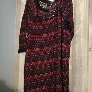 Lane Bryant Black and Red Long Sleeve Dress